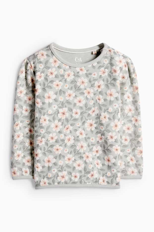 Baby Mädchen - Blümchen - Baby-Sweatshirt - strukturiert - mintgrün