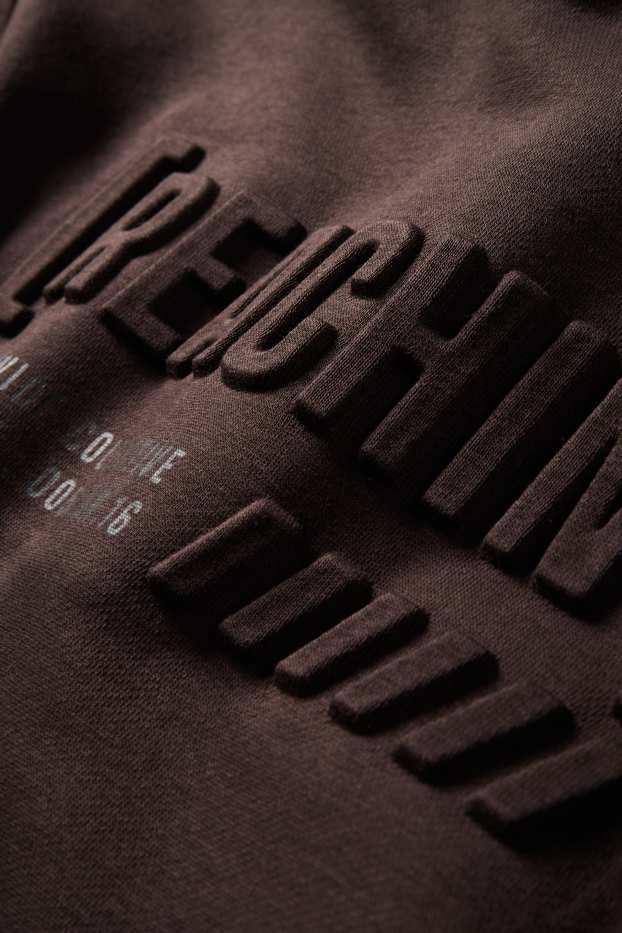 Děti - chlapci - Mikina s kapucí - tmavohnědá