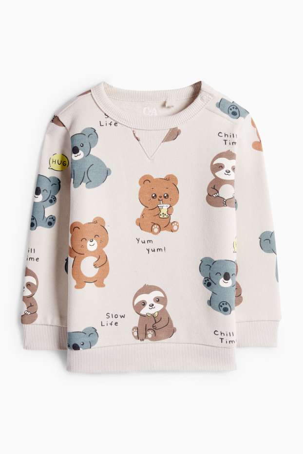 Baby Jungen - Bärchen, Koala und Faultier - Baby-Sweatshirt - hellbeige