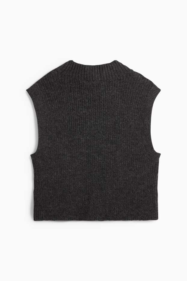 Femei - Vestă pulover - negru melanj