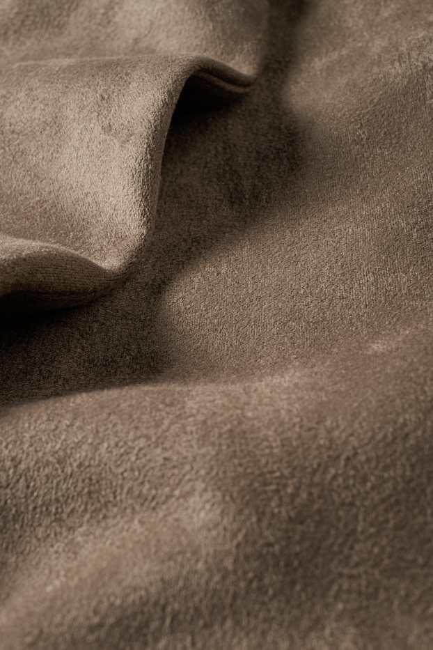 Dámské - Kabát - imitace semiše - hnědá