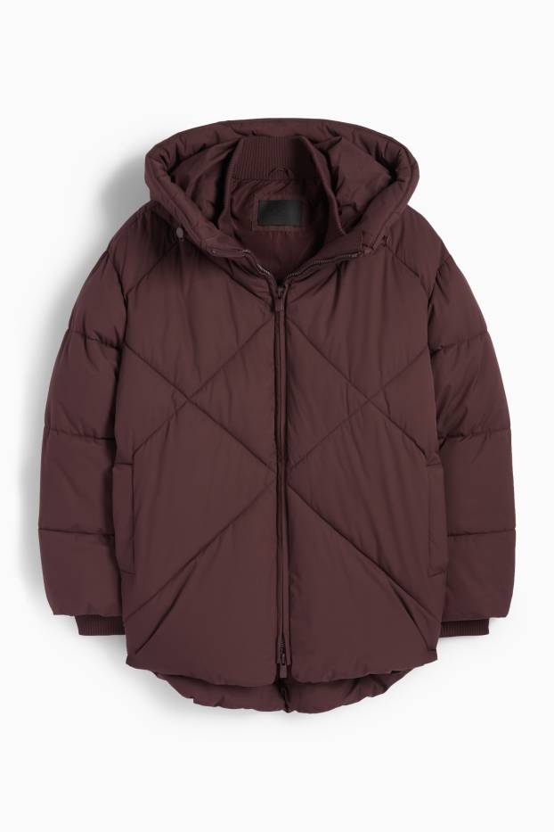 Damen - Steppjacke mit Kapuze - wasserabweisend - bordeaux