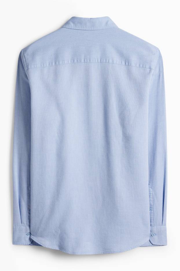 Men - Shirt - regular fit - kent collar - textured - light blue