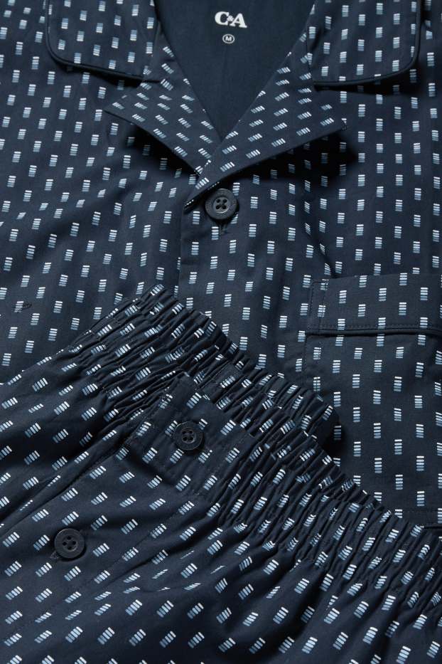 Herren - Pyjama - Minimal-Print - dunkelblau