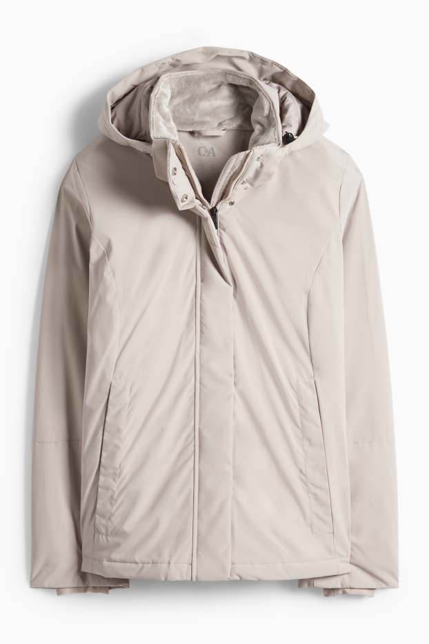 Donna - Giacca con cappuccio - foderata - idrorepellente - beige chiaro