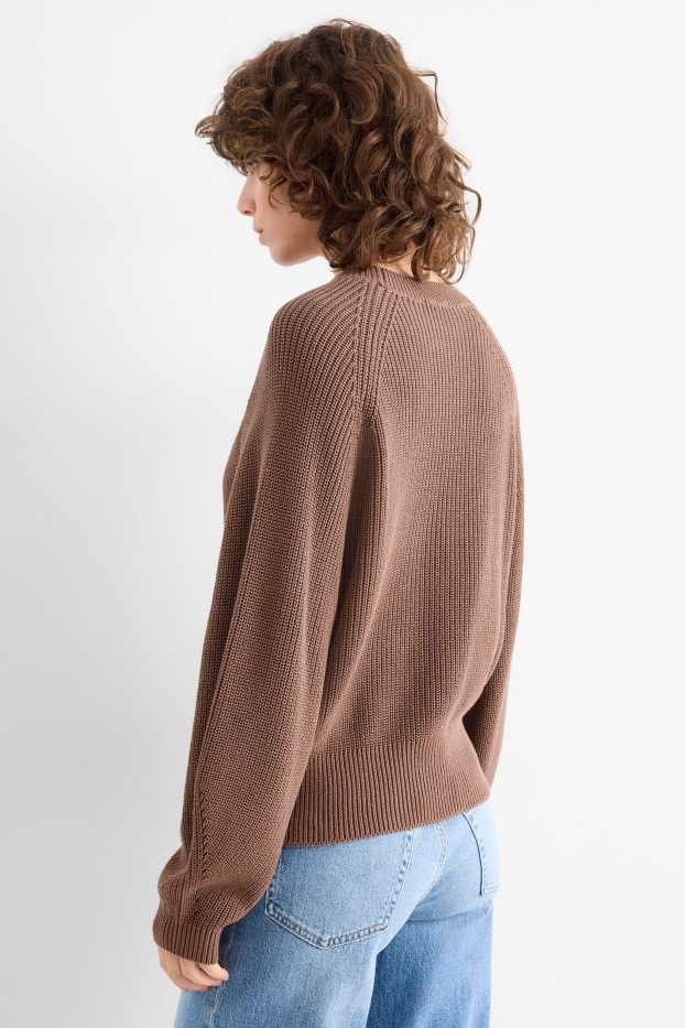 Femmes - Pull - finition côtelée - marron
