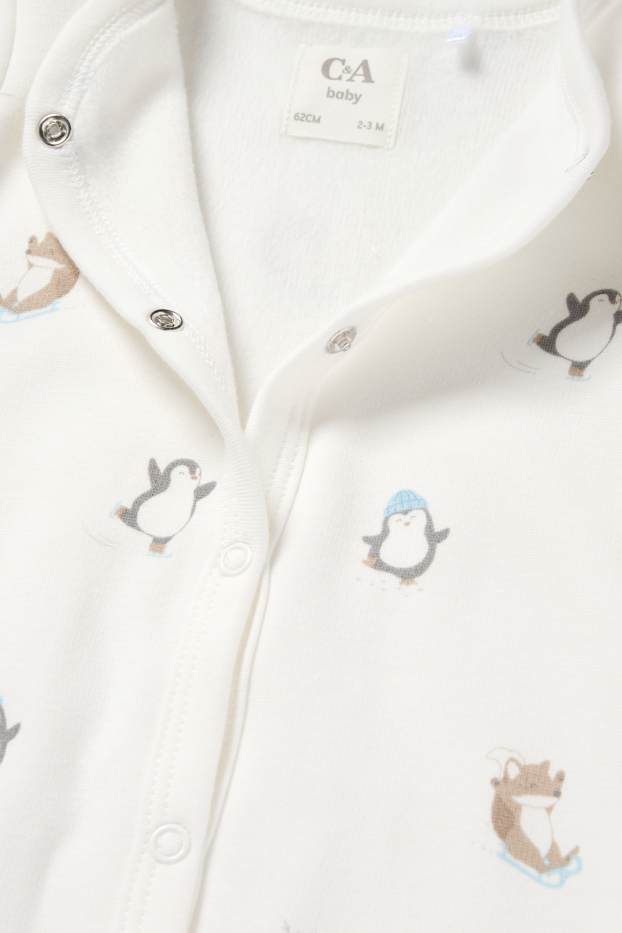 Baby: jongens - Pinguïn, beertje en haasje - babypyjama - crème wit
