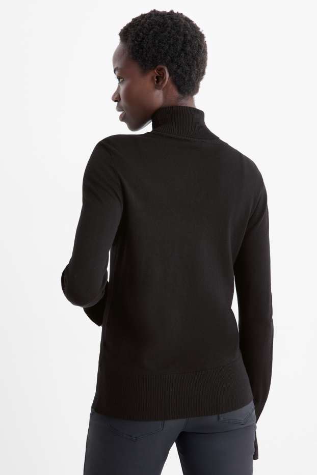 Damen - Rollkragenpullover - schwarz