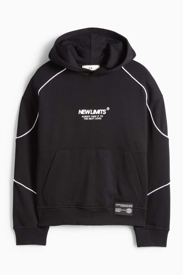 Děti - chlapci - Mikina s kapucí - černá