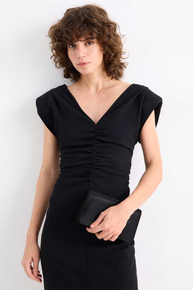 Femmes - Sac à bandoulière en satin et orné de strass - noir