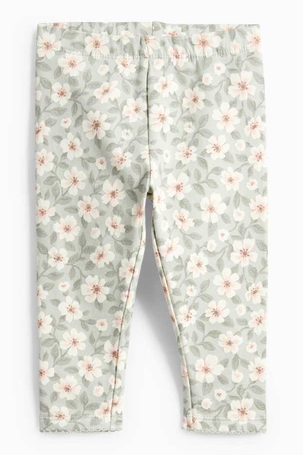 Baby Mädchen - Blümchen - Baby-Thermoleggings - mintgrün