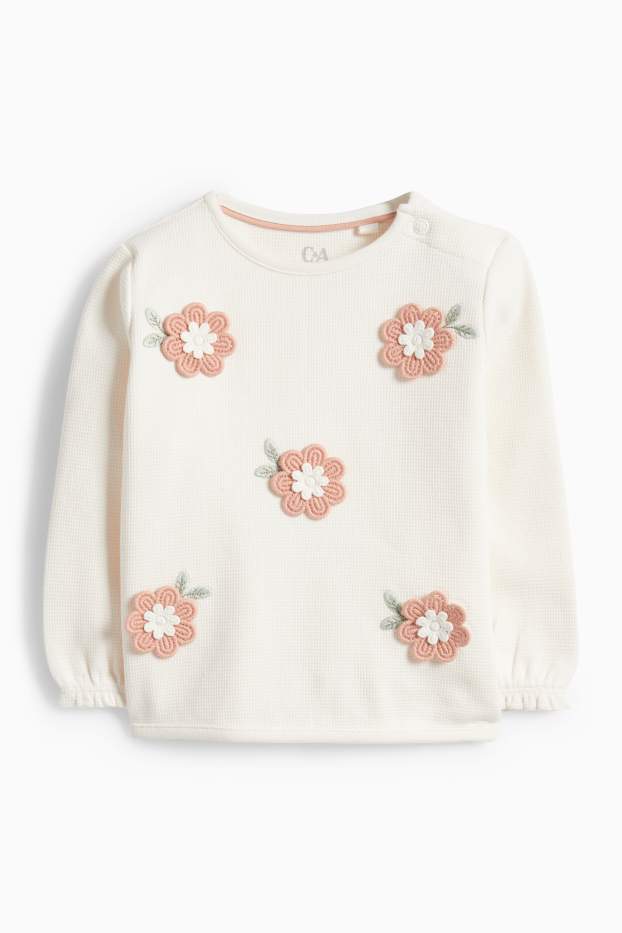 Nadó nena - Floretes - dessuadora per a nadó - texturada - crema