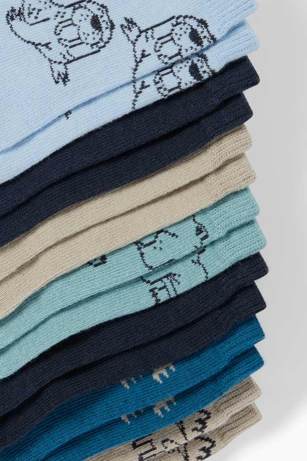 Kinderen: jongens - Set van 7 paar - wilde dieren - sokken met motief - blauw