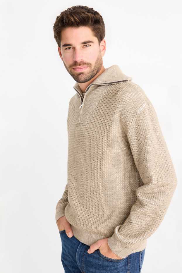 Herren - Pullover - strukturiert - beige