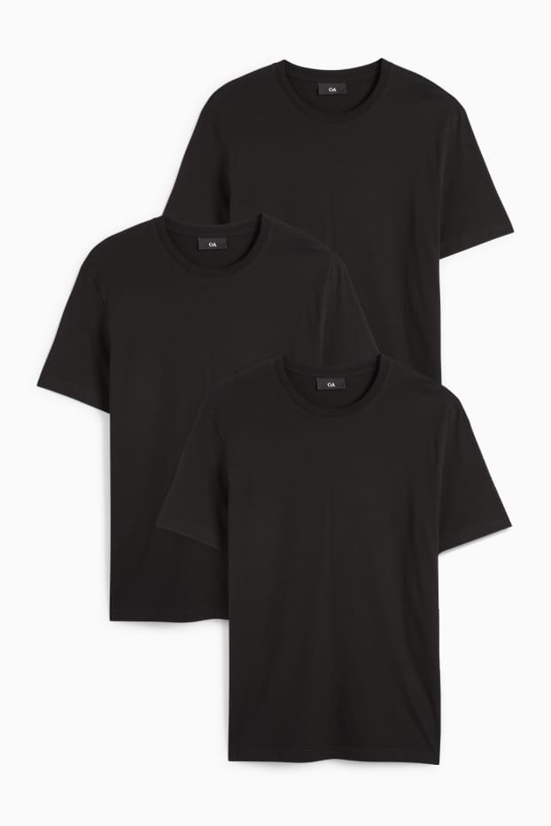 Herren - Multipack 3er - T-Shirt - Regular Fit - schwarz