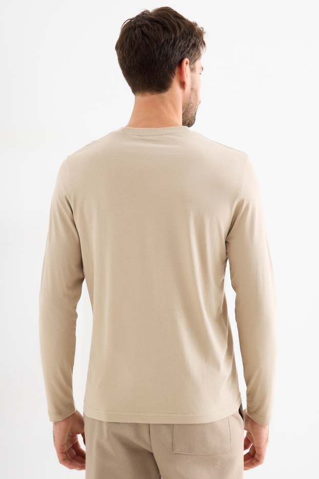 Herren - Langarmshirt - taupe