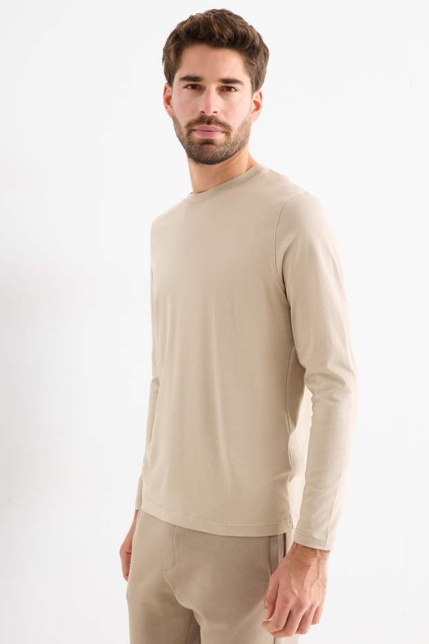 Herren - Langarmshirt - taupe