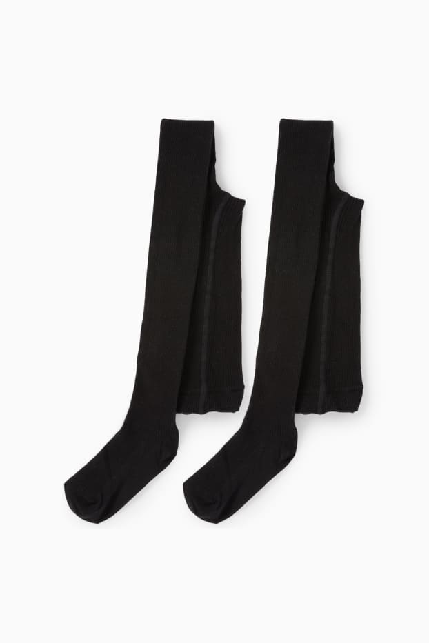 Kinder Mädchen - Multipack 2er - Strumpfhose - gerippt - schwarz