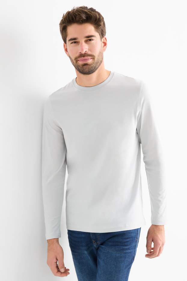 Herren - Langarmshirt - hellgrau