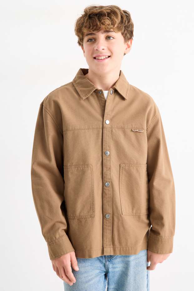 Děti - chlapci - Košilová bunda - hnědá