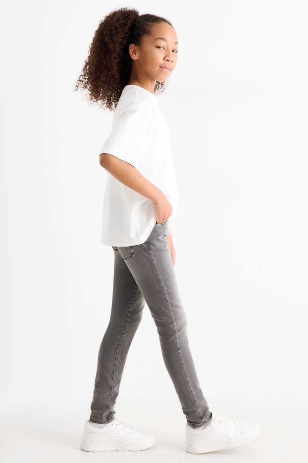 Kinder Mädchen - Skinny Jeans - Thermojeans - jeansgrau