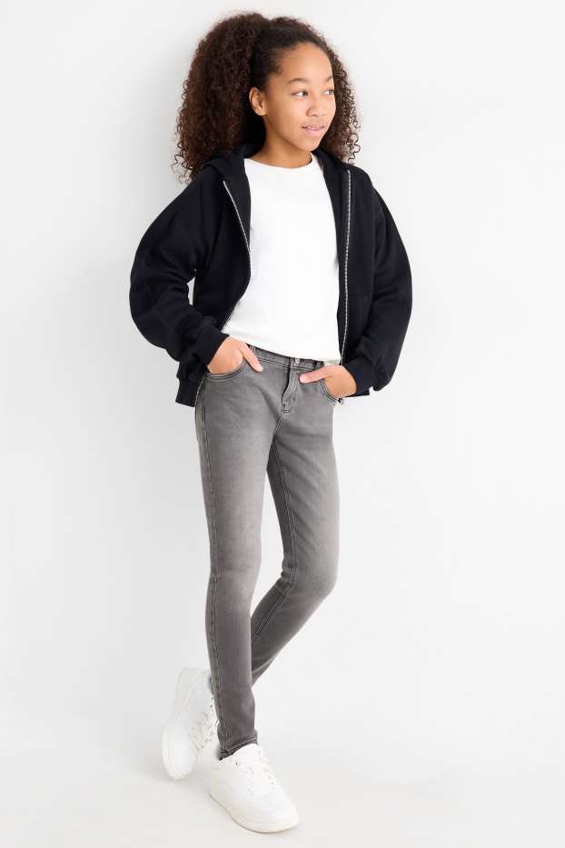 Kinder Mädchen - Skinny Jeans - Thermojeans - jeansgrau