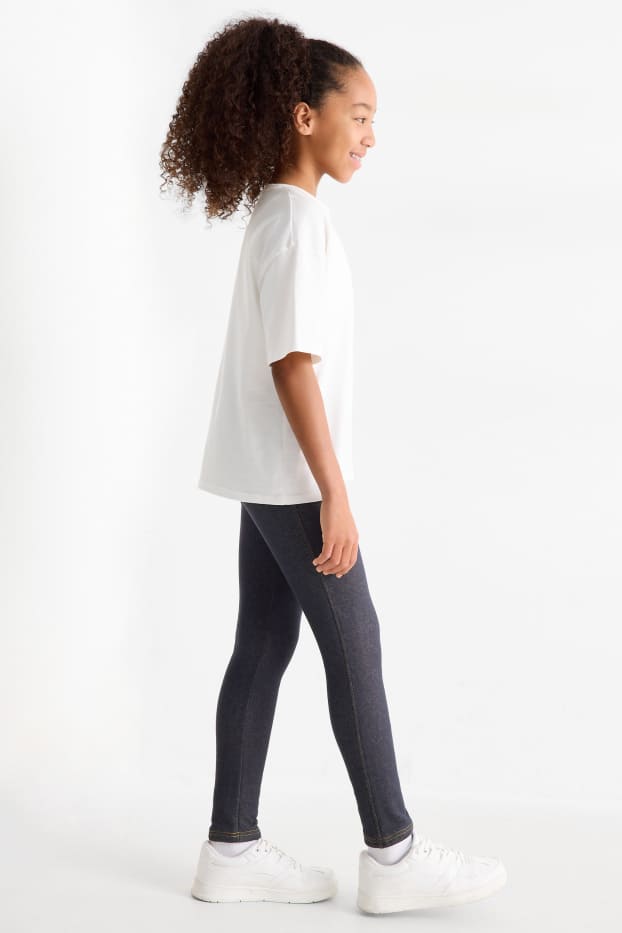 Nena - Paquet de 2 - leggings tèrmics - estil de texans - texà blau fosc