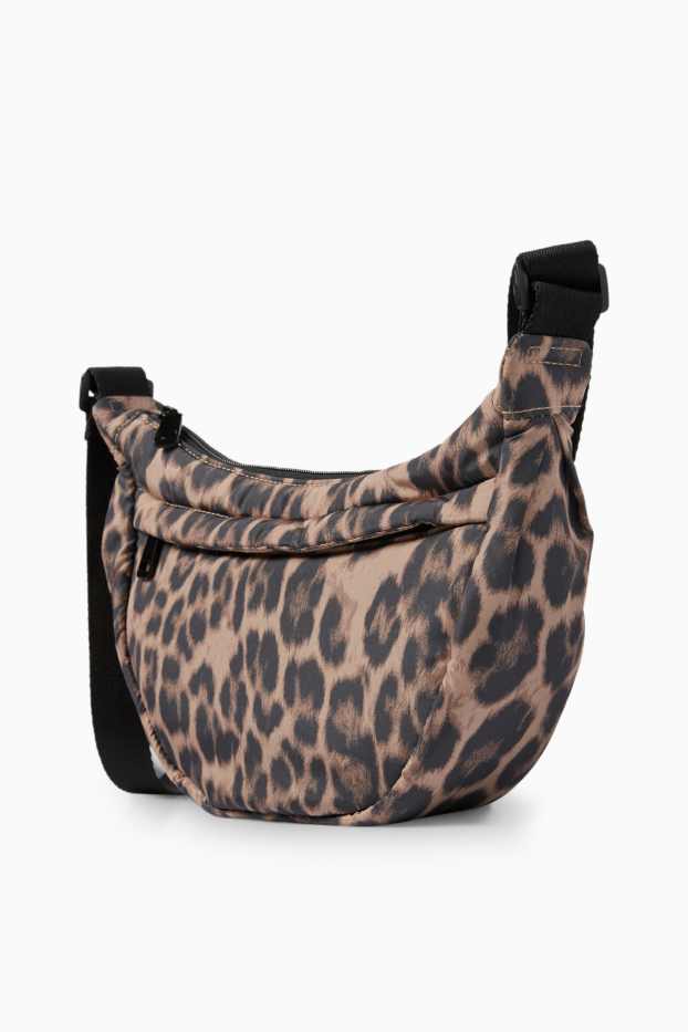 Dona - Bandolera - estampat de lleopard - negre/beix