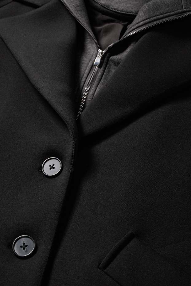Damen - Mantel mit Kapuze - schwarz