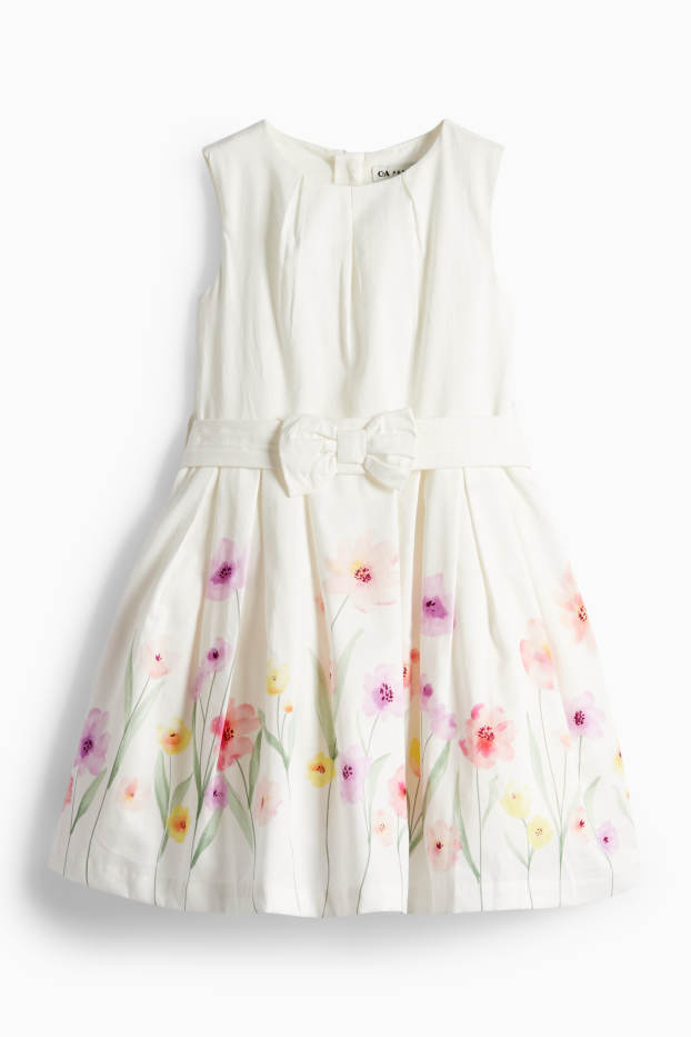 Children Girls - Floral - dress - party - white