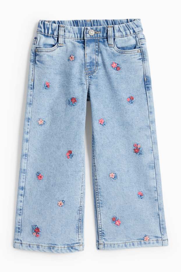 Kinderen: meisjes - Bloem - wide leg jeans - LYCRA® - jeanslichtblauw