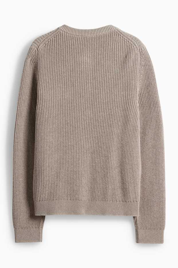 Dámské - Pletený kardigan - žebrovaný - taupe