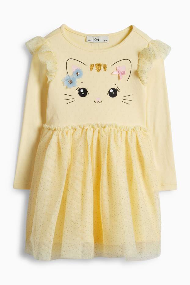 Enfants filles - Chat - robe - jaune