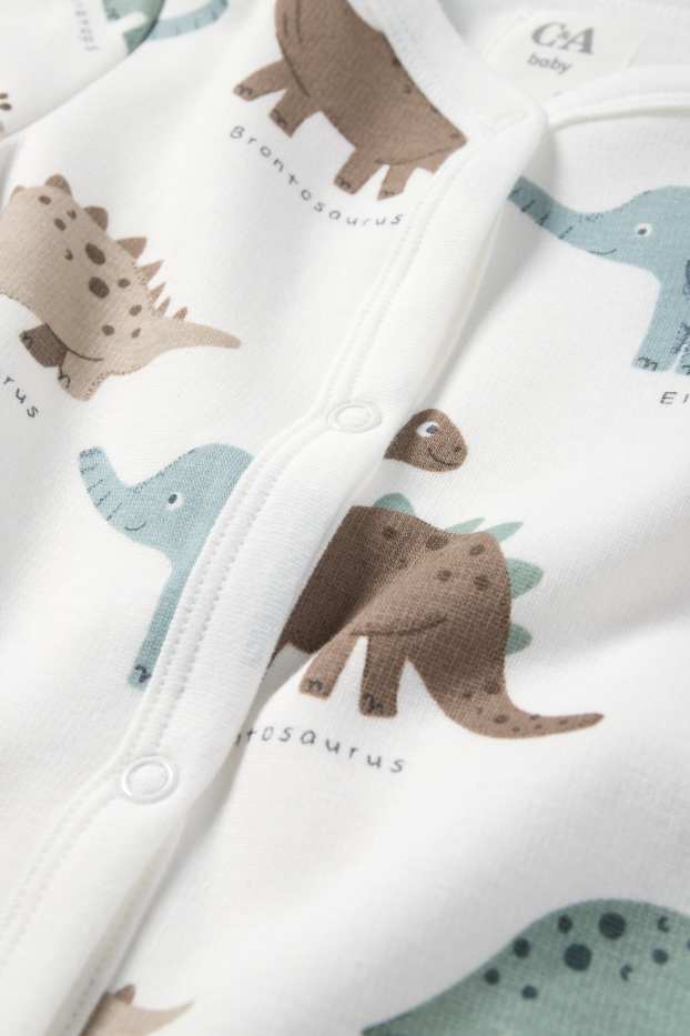 Baby Boys - Dino and elephant - baby sleepsuit - white