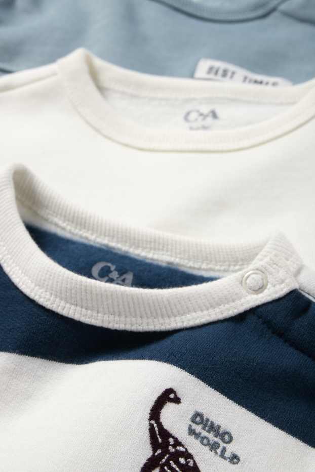 Bebeluși - băieți - Multipack 3 buc. - Dino - bluză de molton bebeluși - albastru închis