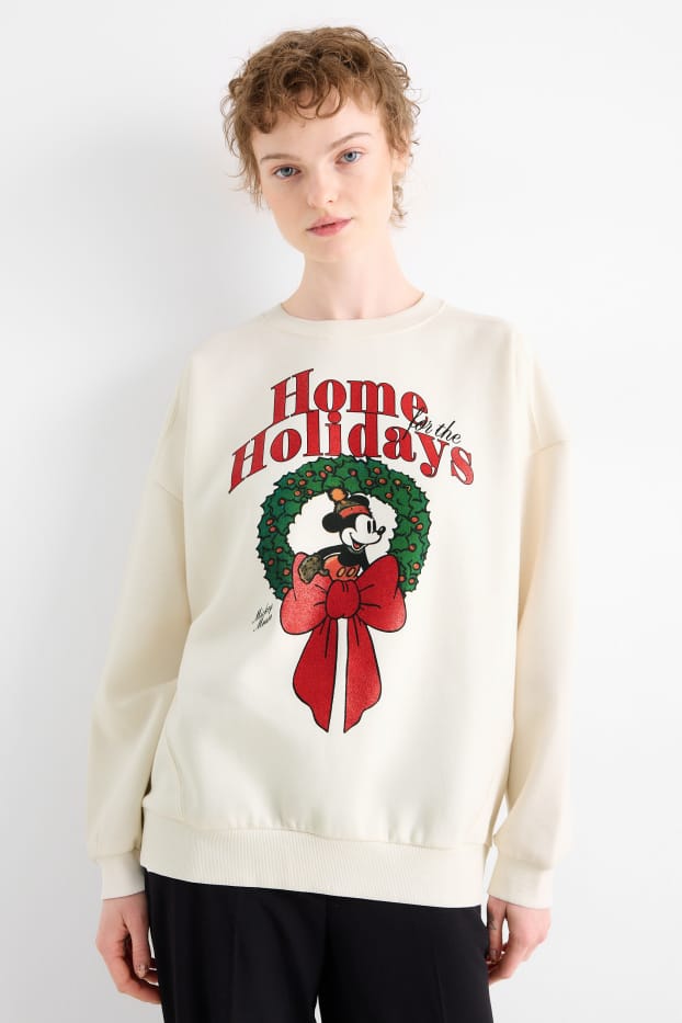Mujer - Sudadera navideña - Mickey Mouse - blanco roto