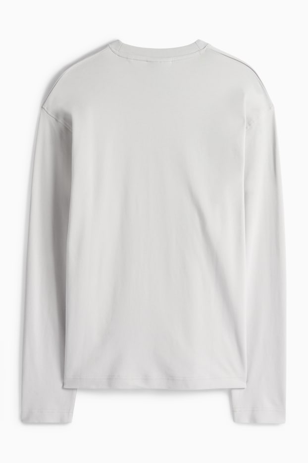 Pánské - Tričko s dlouhým rukávem - relaxed fit - světle šedá