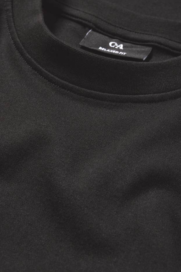 Pánské - Tričko s dlouhým rukávem - relaxed fit - černá