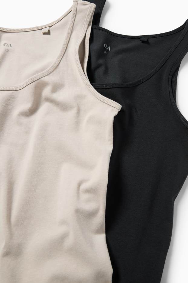 Damen - Multipack 2er - Top - grau / schwarz