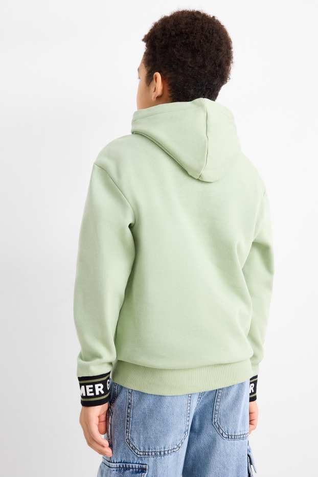 Děti - chlapci - Fotbal - mikina s kapucí - světle zelená