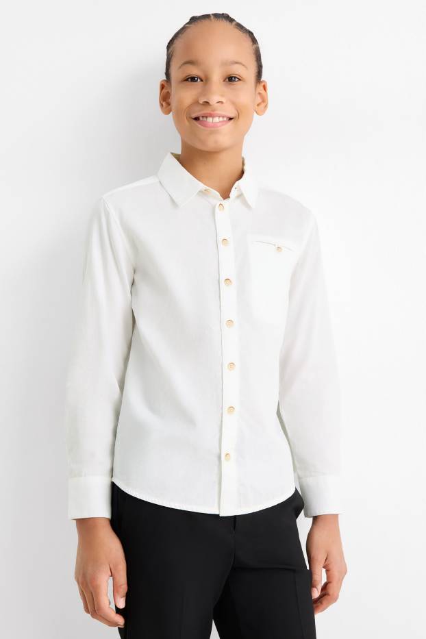 Children Boys - Shirt - white