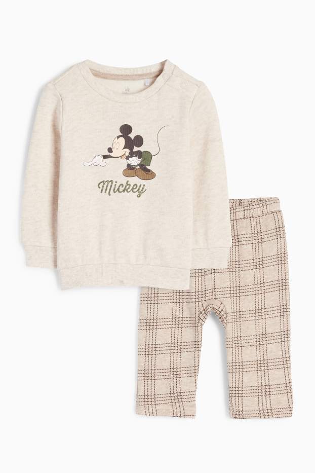 Baby Jungen - Micky Maus - Baby-Outfit - 2 teilig - hellbeige