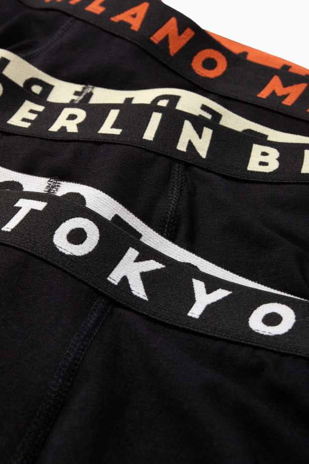 Kinder Jungen - Multipack 3er - Städte - Boxershorts - schwarz