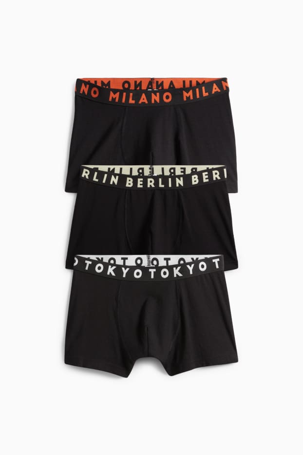 Kinder Jungen - Multipack 3er - Städte - Boxershorts - schwarz