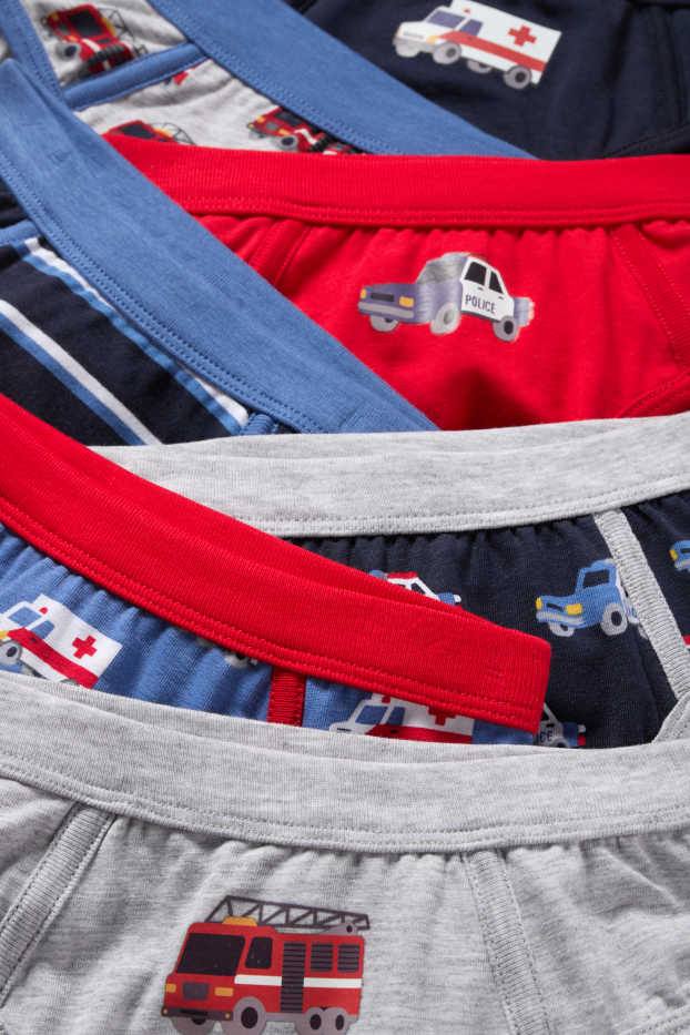 Bambini - Confezione da 7 - motivi polizia, pompieri e ambulanze - slip - grigio chiaro melange