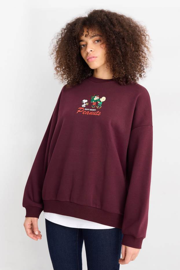 Femmes - Sweat de Noël - Peanuts - bordeaux