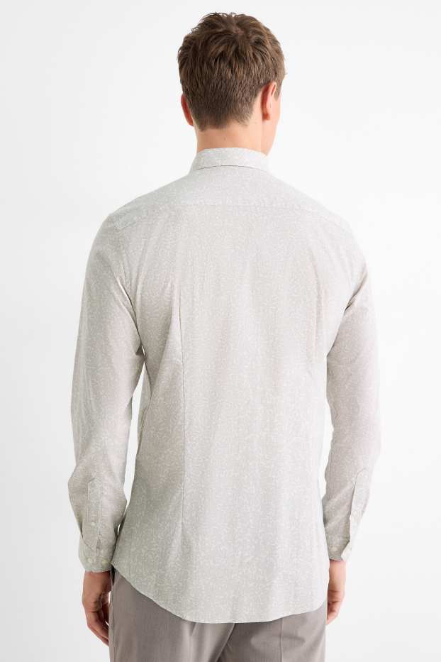 Bărbați - Cămașă office - slim fit - guler Kent - cu model - gri deschis