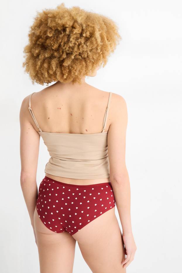 Femmes - Lot de 4 - shortys - rouge foncé