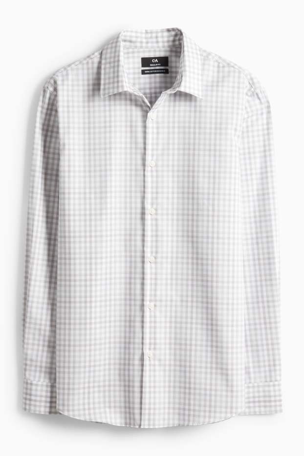 Home - Camisa formal - regular fit - Kent - no requereix planxada - quadres - blanc trencat