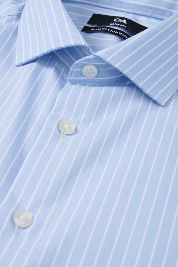 Home - Camisa formal - slim fit - Kent - no requereix planxada - de ratlles - blau clar